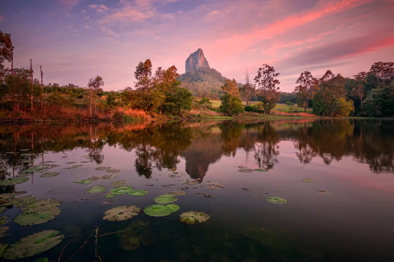 Mount Coonowrin, also known as Crookneck, on the Sunshine Coast