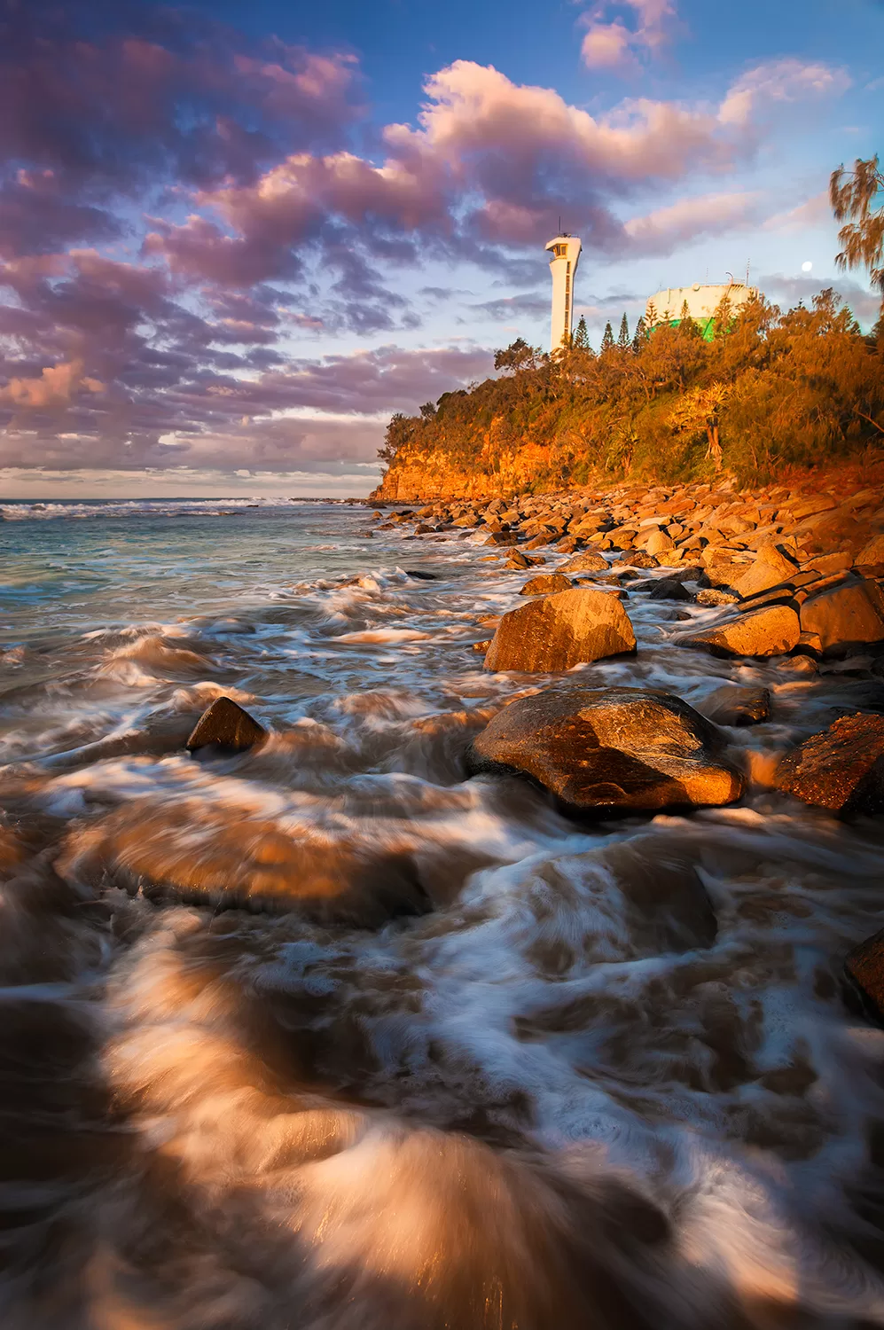 Sunset at Point Cartwright Lighthouse, Sunshine Coast - a popular spot for landscape photography